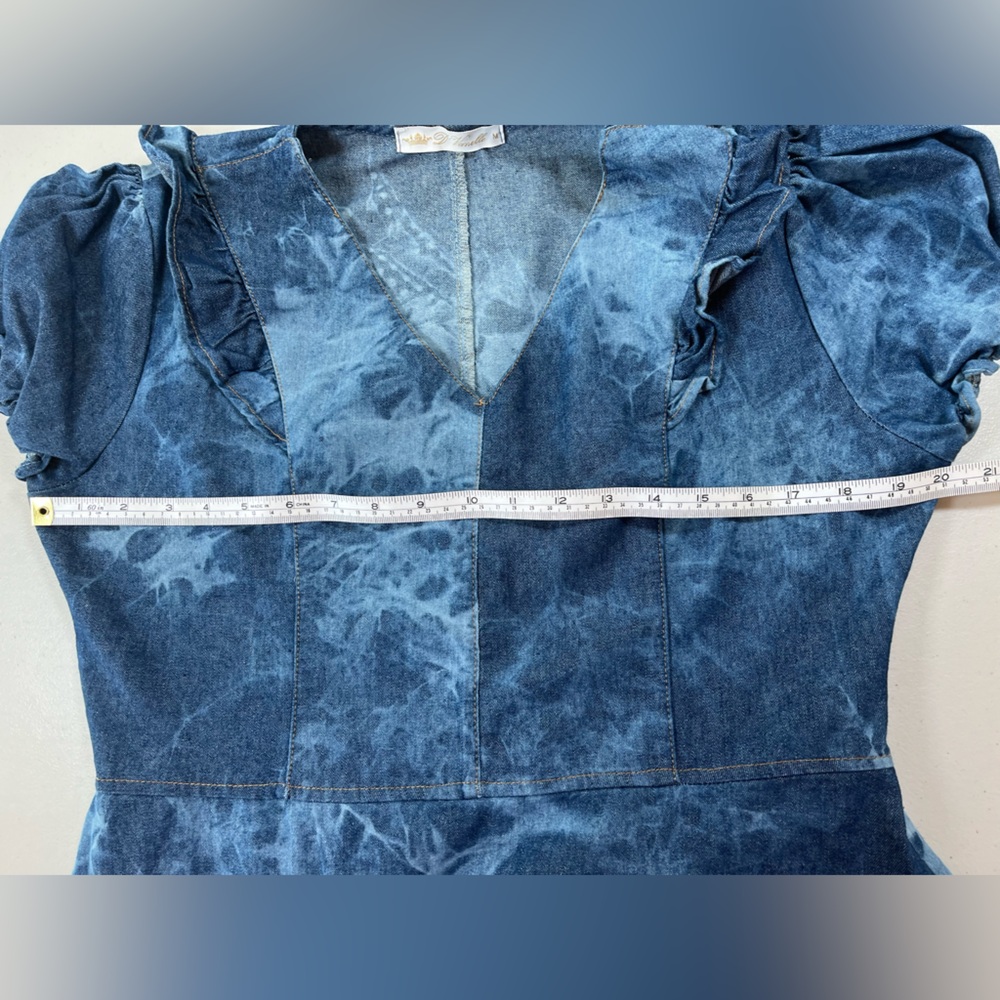 D’ Vanelle Elegant Blue Tie-Dye Denim Dress, size M - Picture 13 of 17